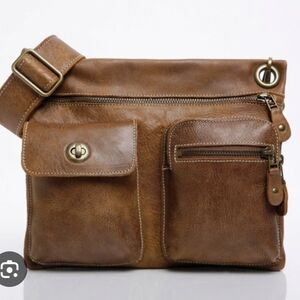 Roots Brown Village Tribe Leather Crossbody